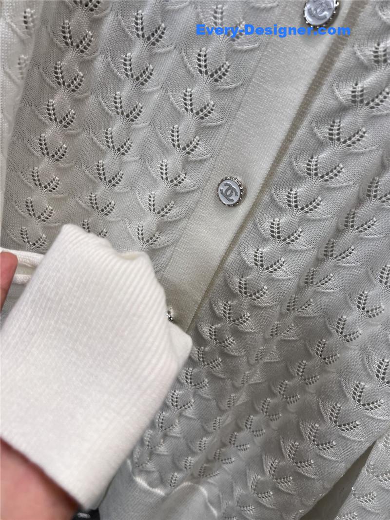 Ch**el single-breasted hollow knit cardigan replica d&g clothing