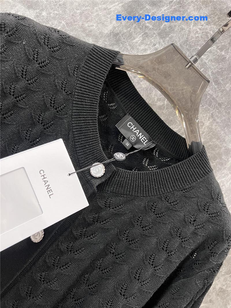 Ch**el single-breasted hollow knit cardigan replica d&g clothing