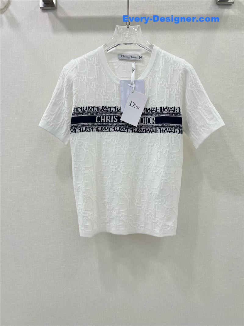 D10r obscure jacquard knitted short-sleeved top replica clothes
