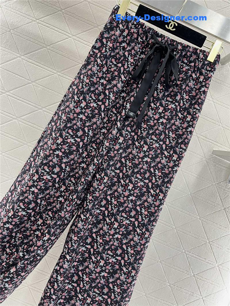 Ch**el floral straight trousers replica d&g clothing