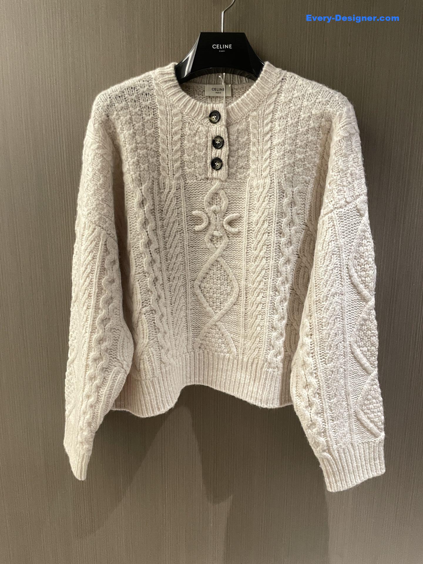 Ce1i*e cable knit wool sweater