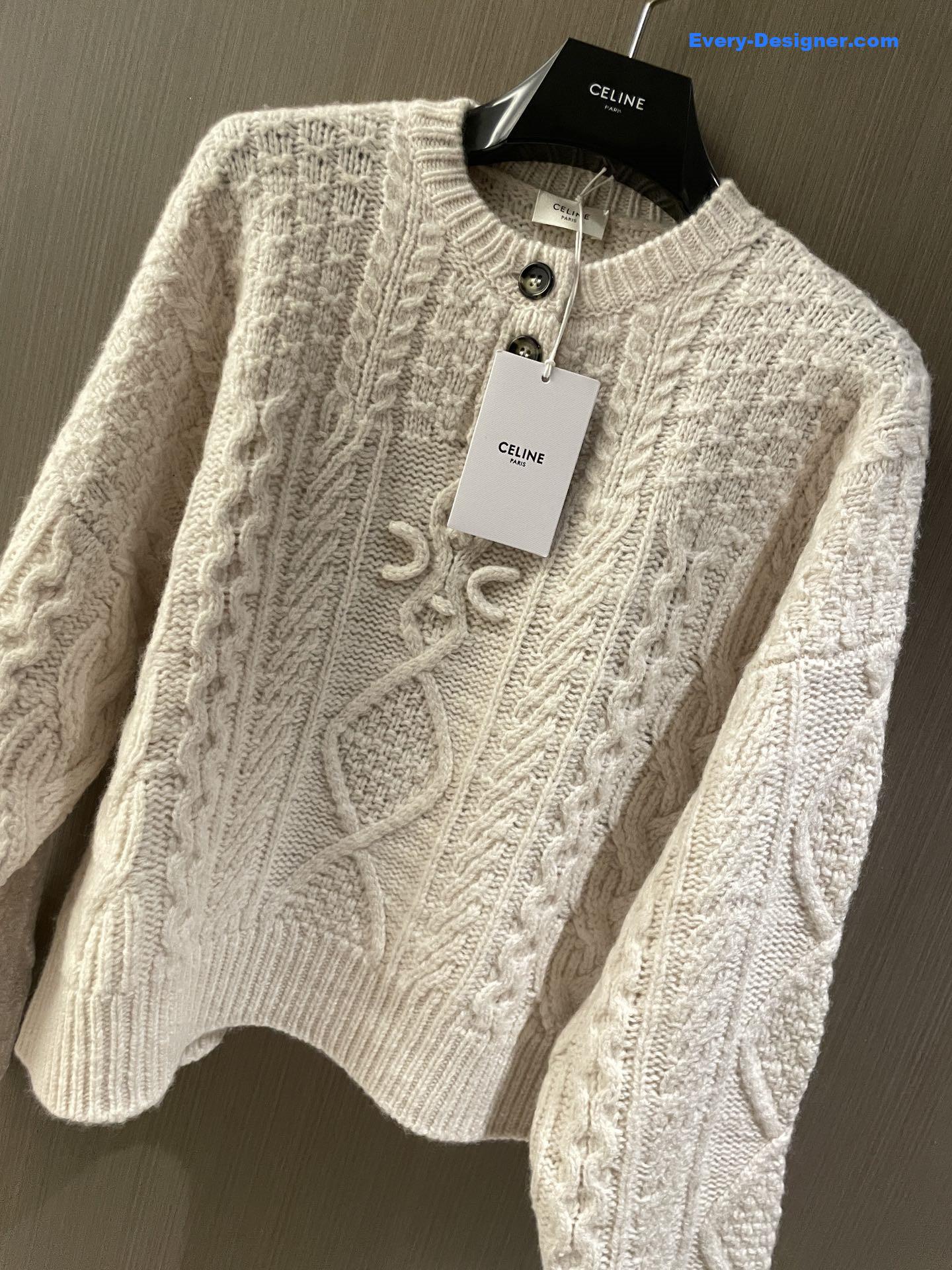 Ce1i*e cable knit wool sweater