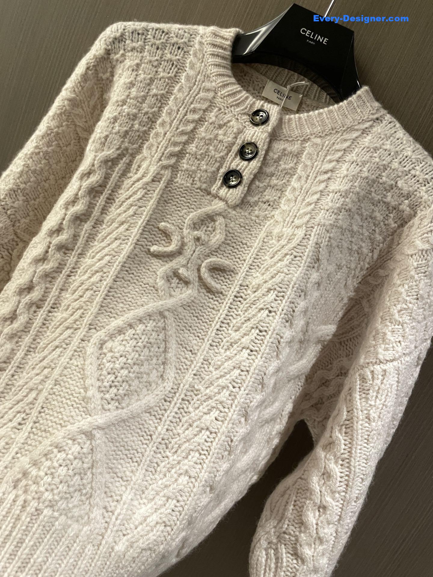 Ce1i*e cable knit wool sweater
