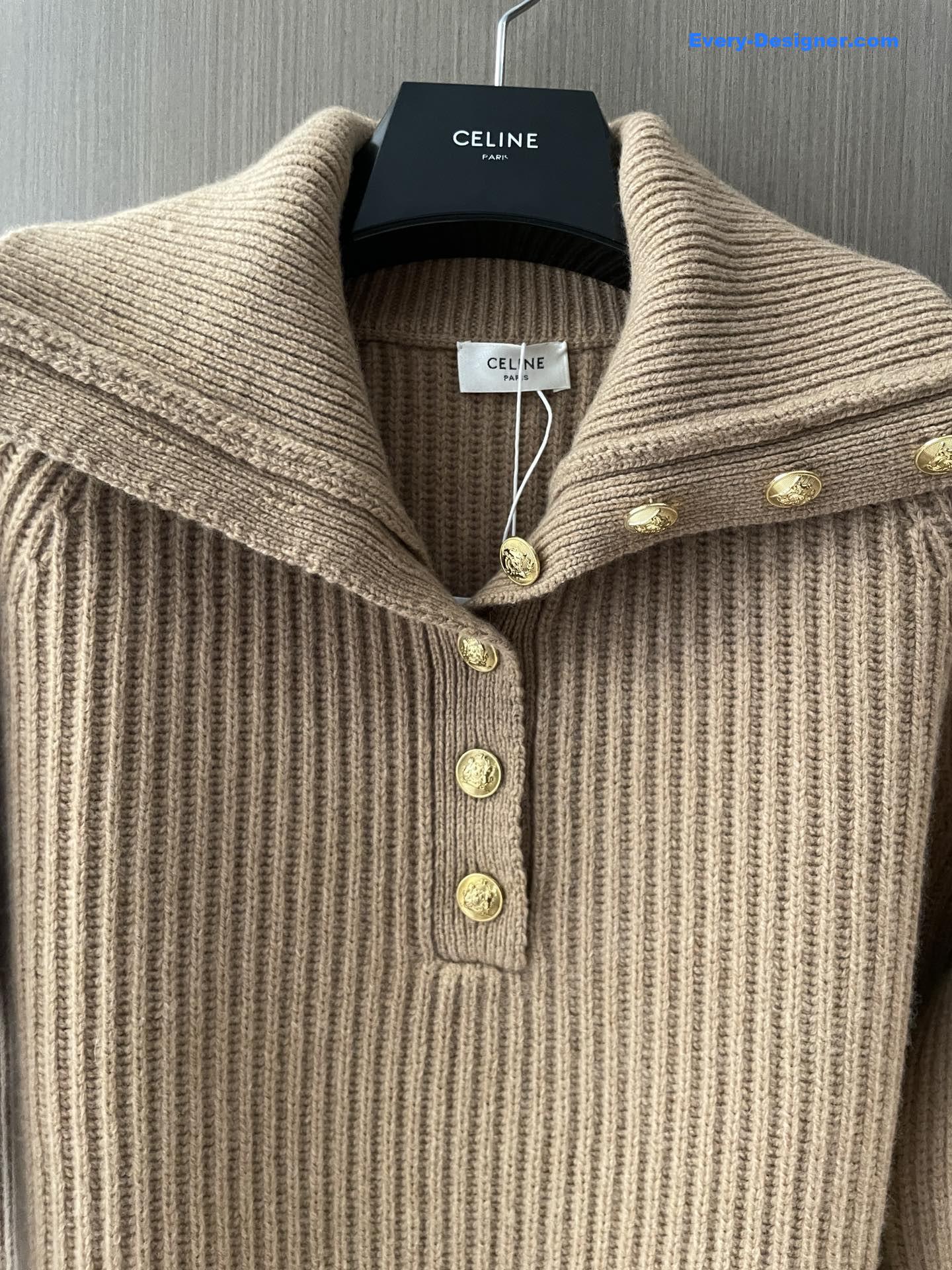 Ce1i*e beige ribbed vareuse sweater