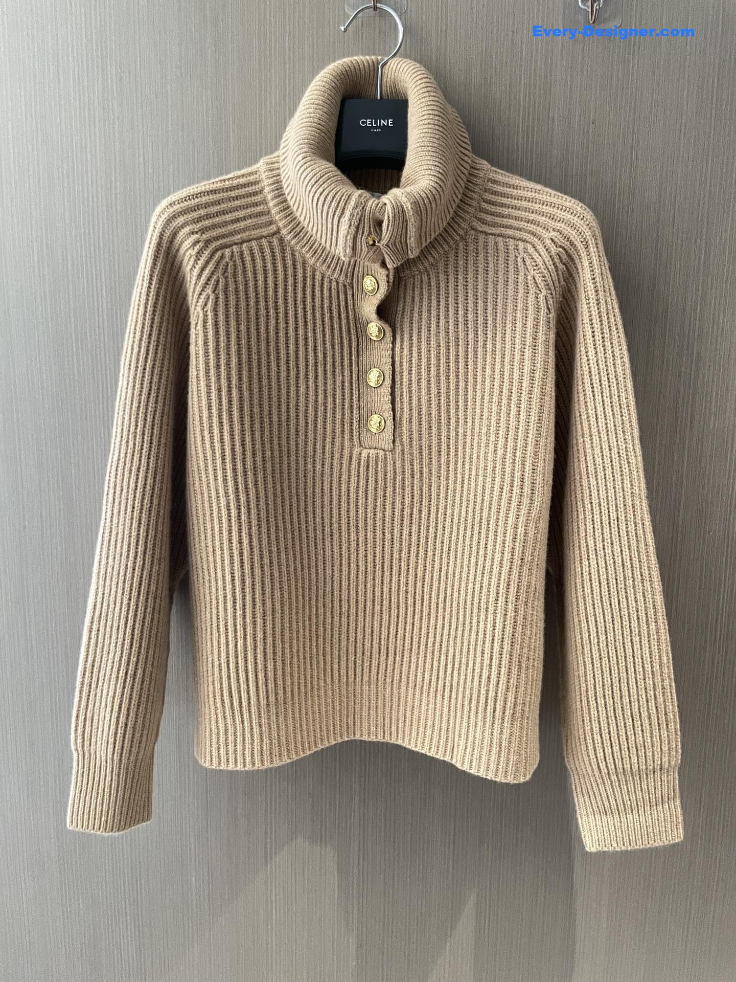 Ce1i*e beige ribbed vareuse sweater