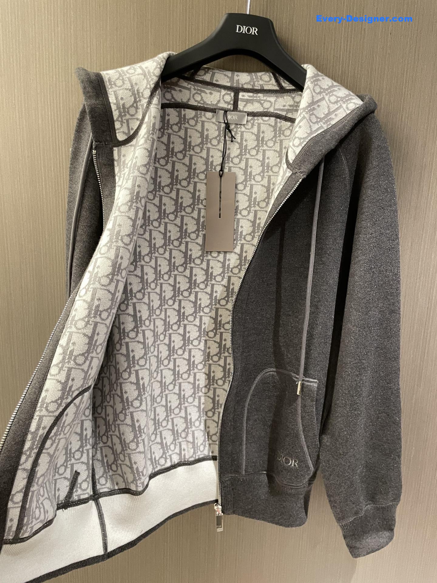 D10r icons double-sided zip hoodie grey