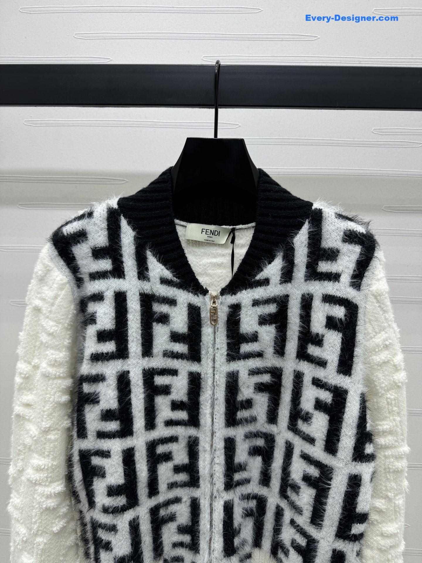 F**di ff zip-up bomber jacket white