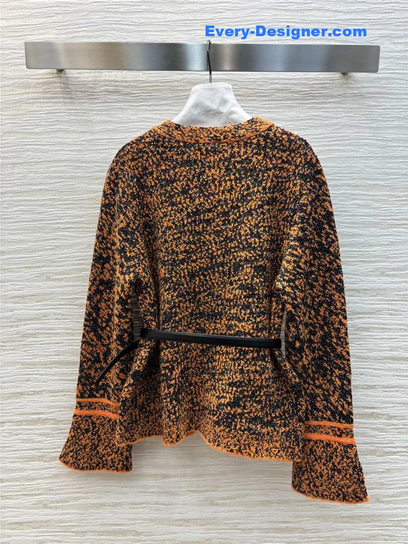 Ch**el blend shiny cardigan orange/black