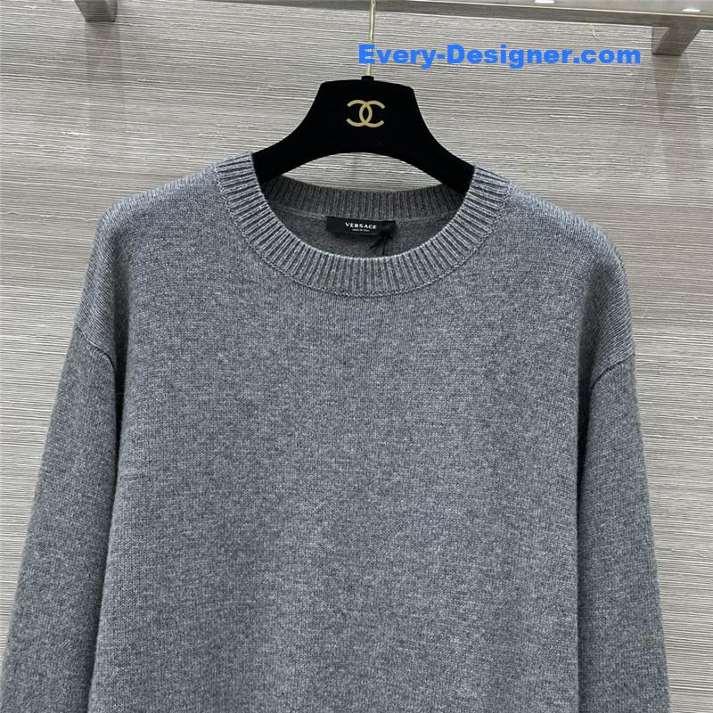 Versace Blend Knit Boxy Sweater Grey