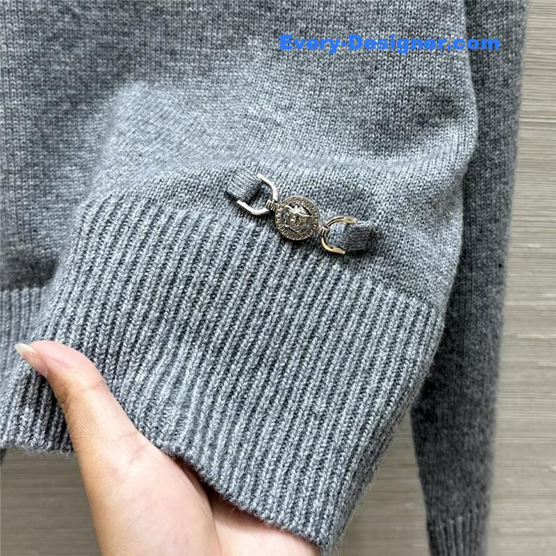 Versace Blend Knit Boxy Sweater Grey