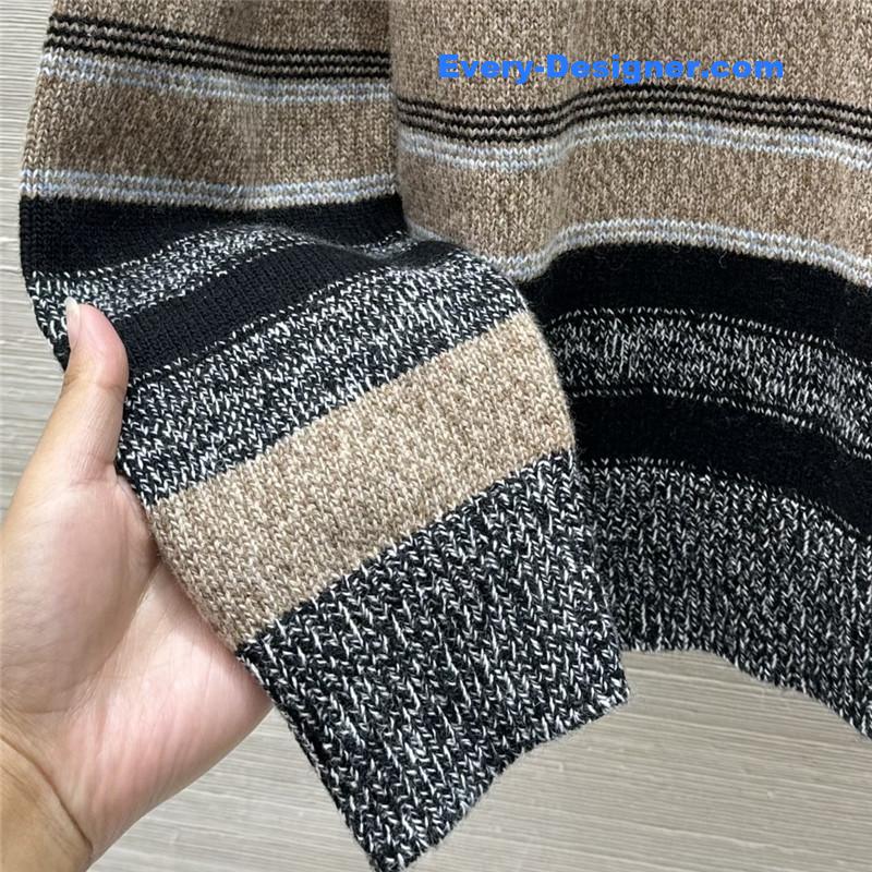 Ch**el striped turtleneck wool sweater blue