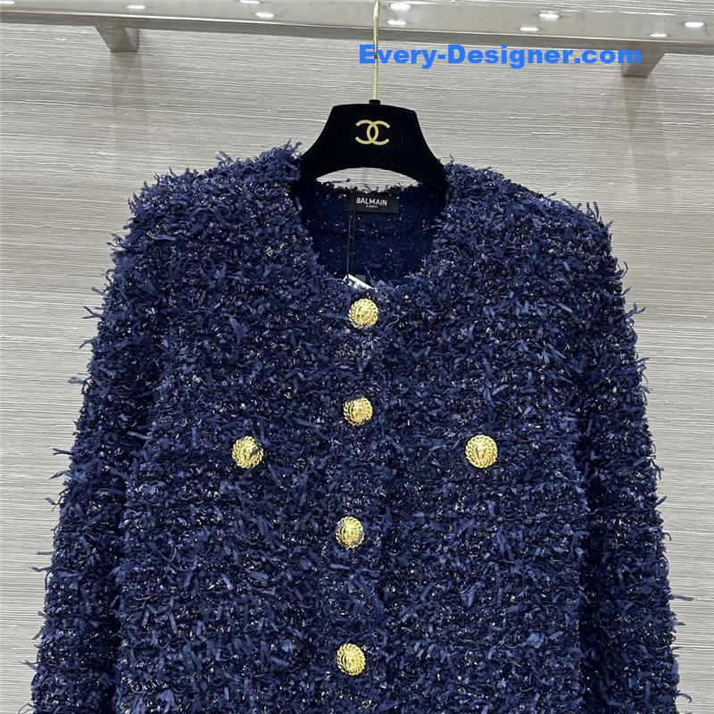 Balmain floral shoulder pad coat