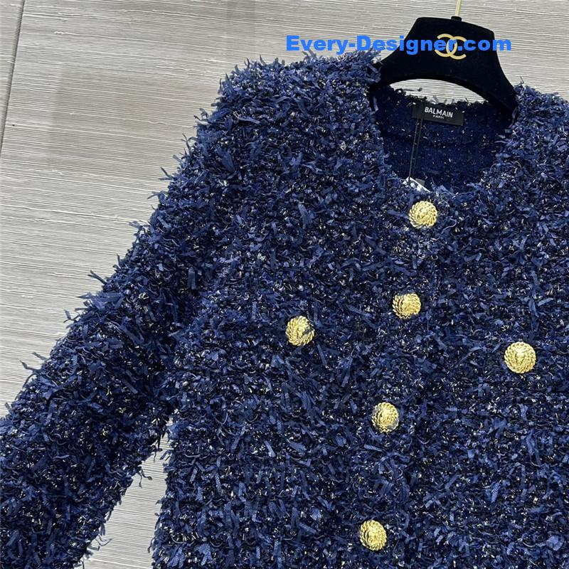 Balmain floral shoulder pad coat