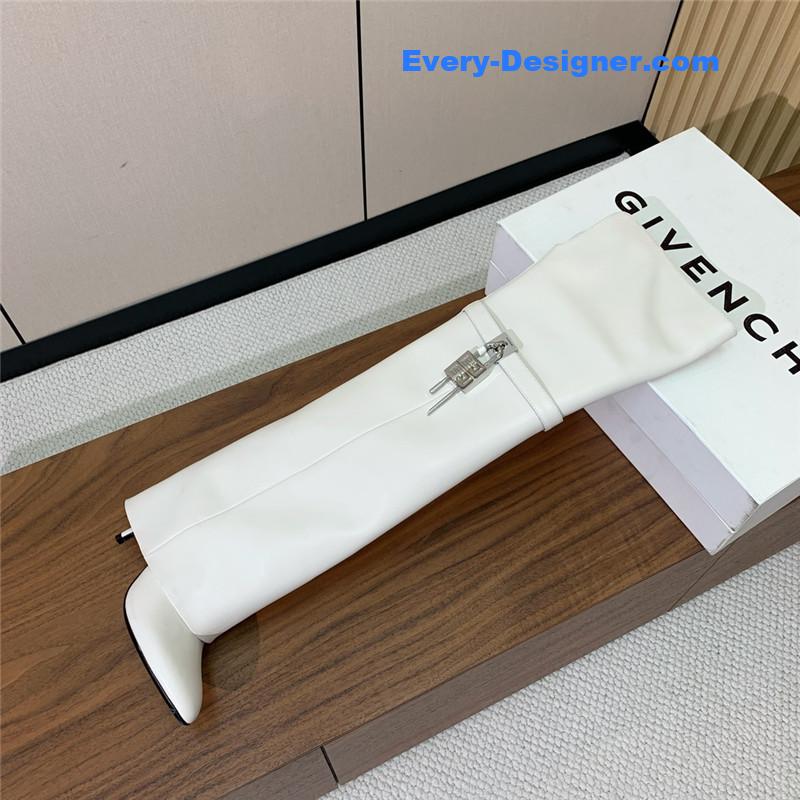 Givenchy Women’s White Shark Lock Stiletto Over-the-Knee Boots