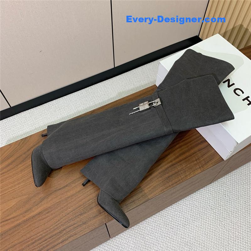 Givenchy Shark Lock Stiletto Over-the-Knee Boots in Denim