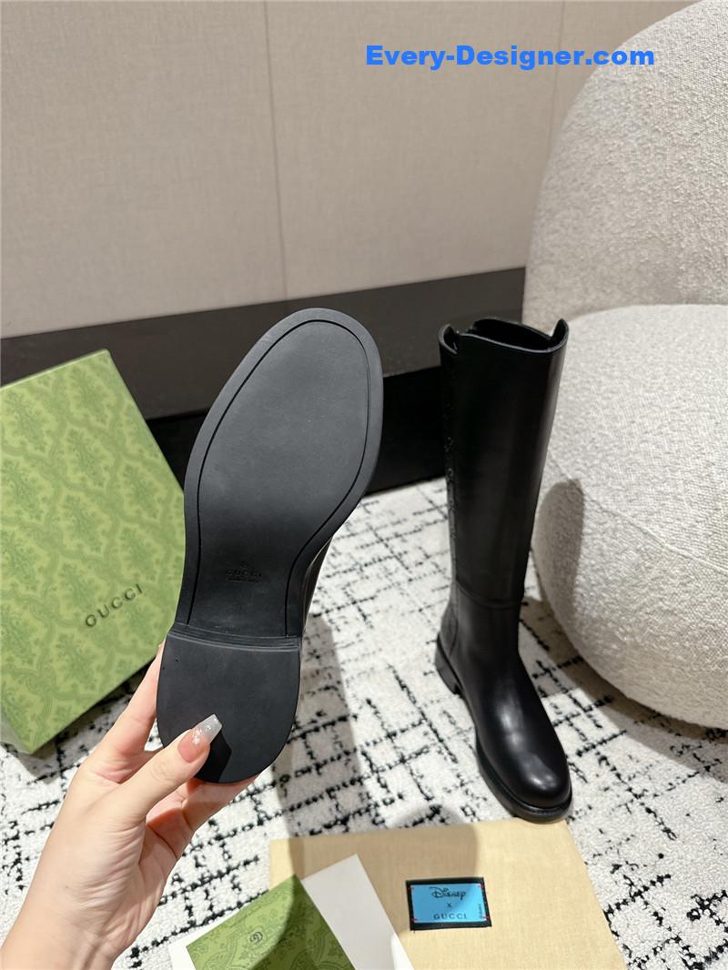 Gvc*1 horsebit gg debossed leather knee-high boots