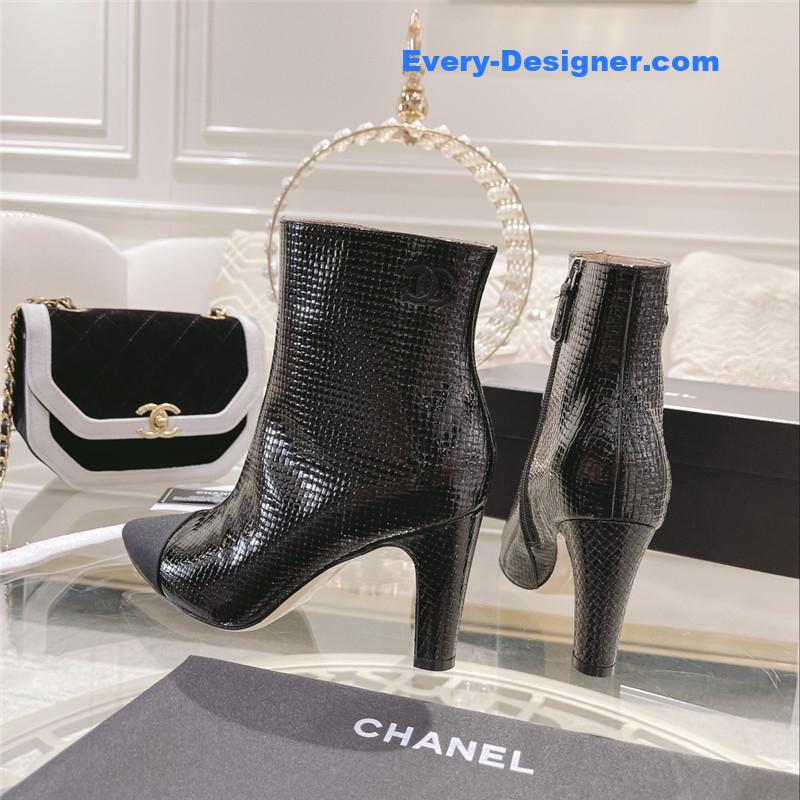 Ch**el black pointed heel ankle boots