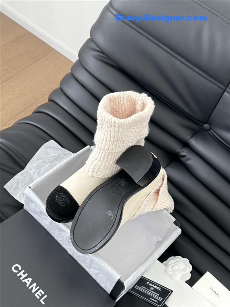 Ch**el suede leather sock ankle boots in beige