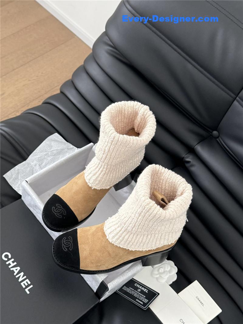 Ch**el suede leather sock ankle boots in brown