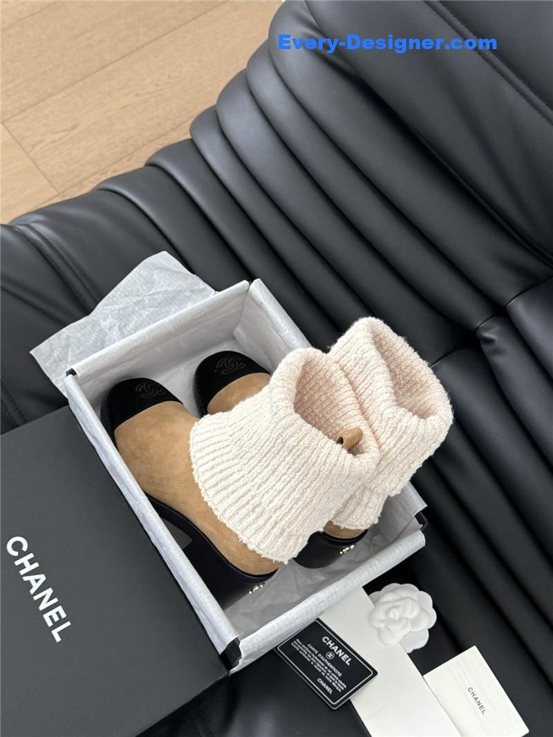 Ch**el suede leather sock ankle boots in brown