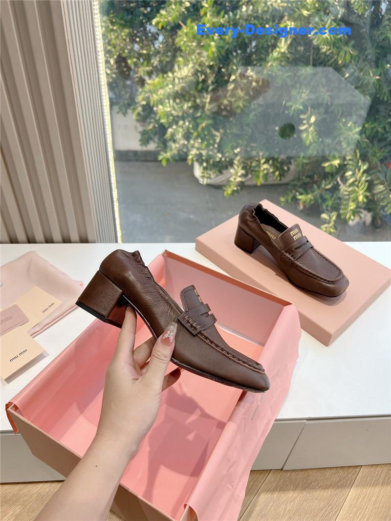 Miu Miu Briawood Nappa Leather Loafers