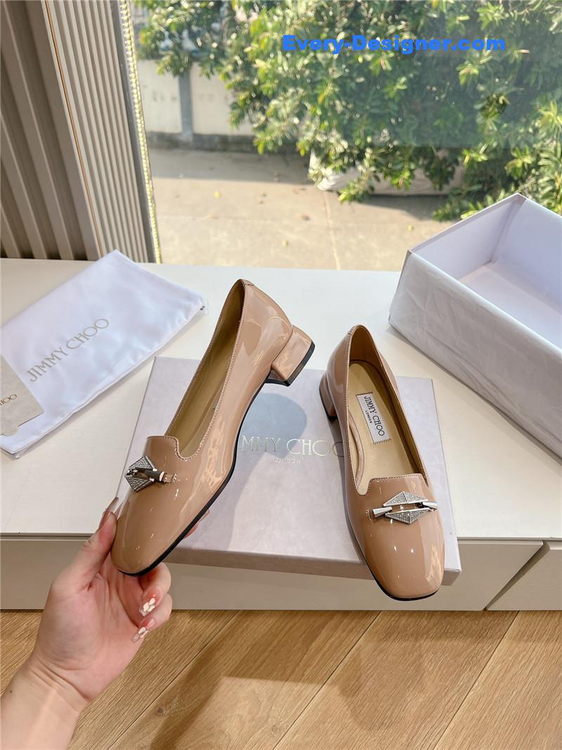 J1m*y Ch00 ravi nude/crystal patent leather flats