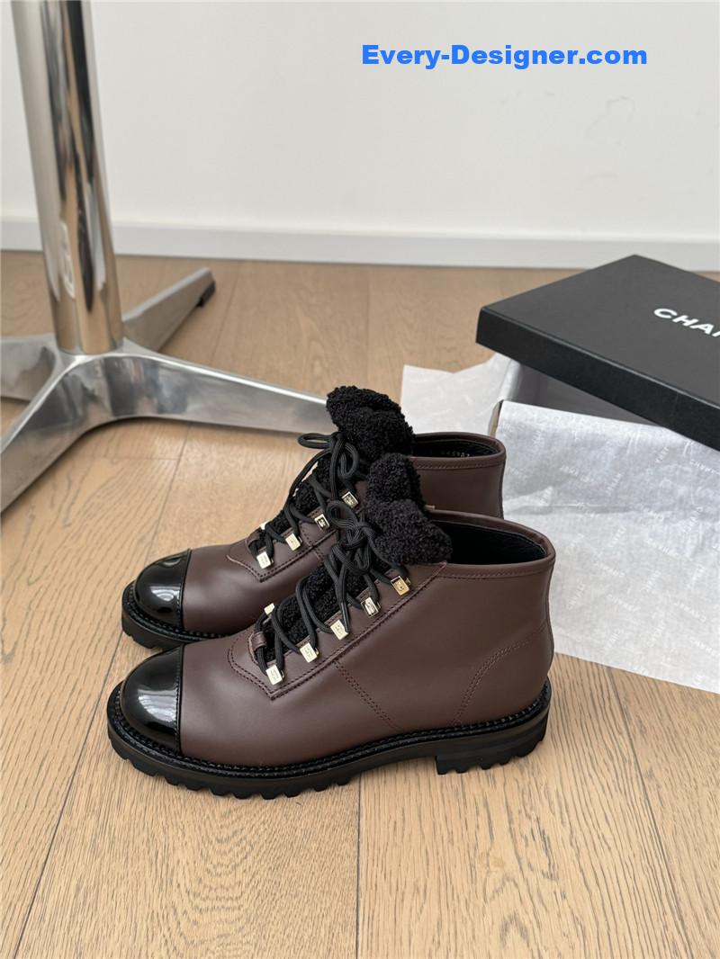 Ch**el brown leather biker boots