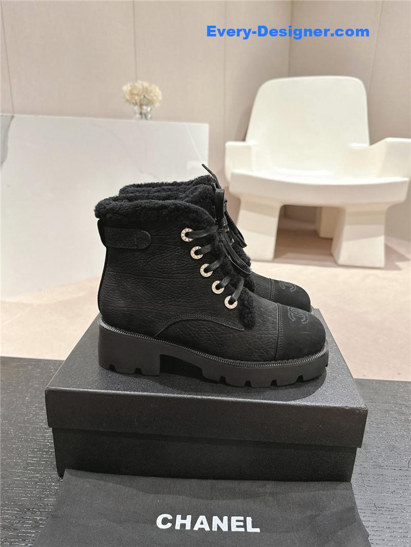 Ch**el suede lace-up ankle boots