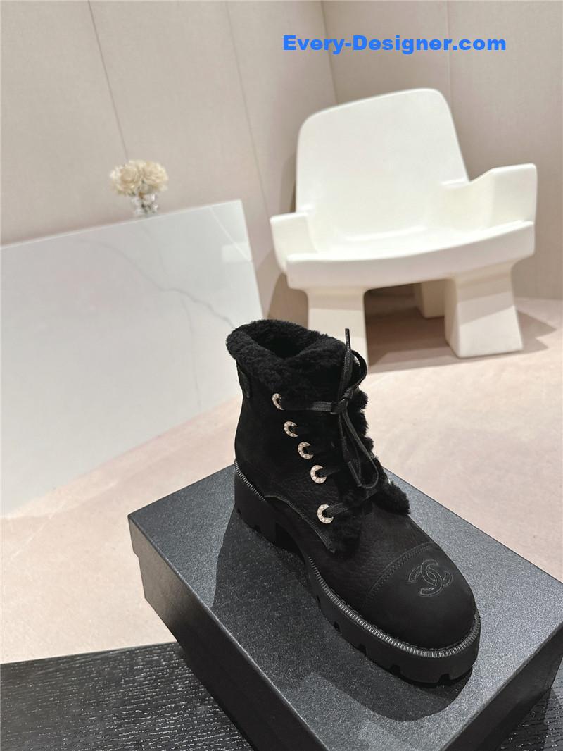 Ch**el suede lace-up ankle boots