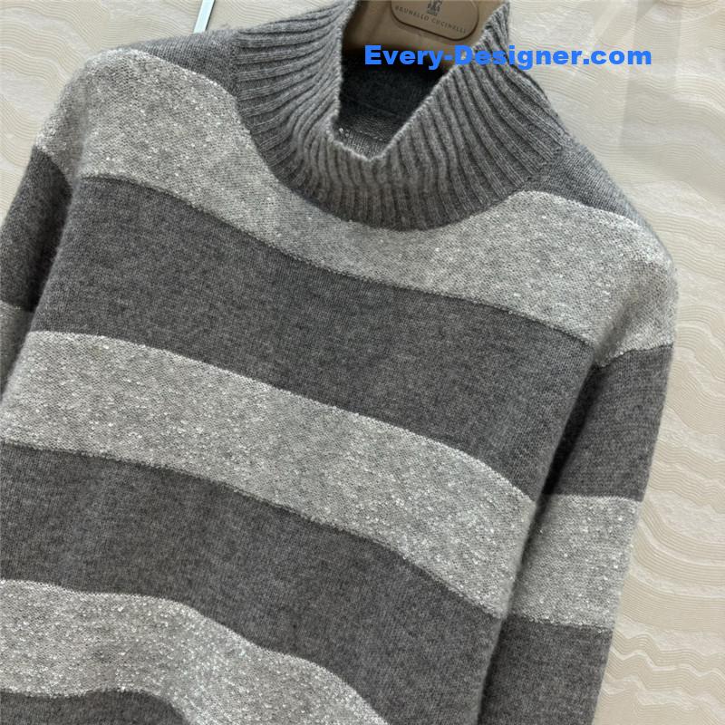 BC Striped Turtleneck Blend Knit Sweater
