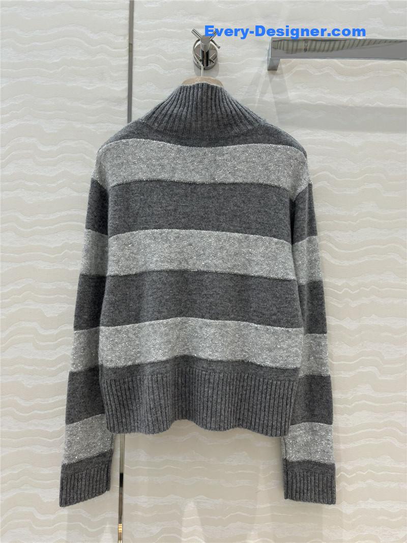 BC Striped Turtleneck Blend Knit Sweater