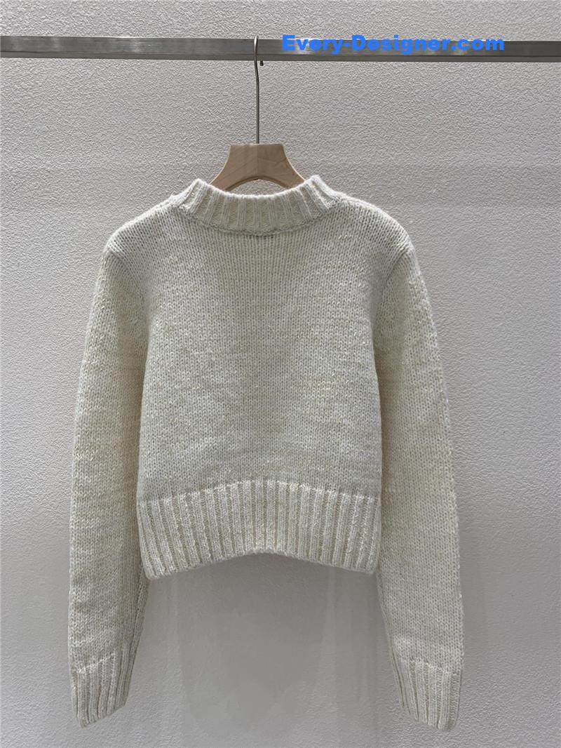 BC Sequined Rib-Knit Sweater White