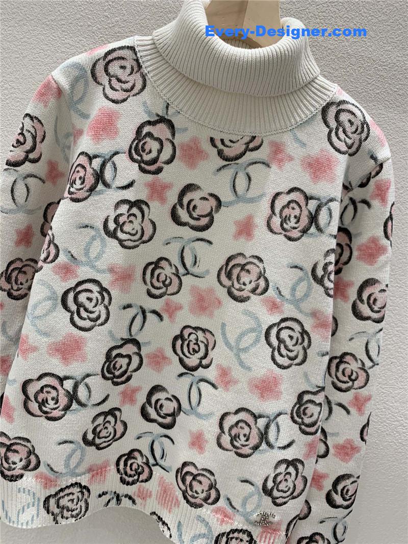 Ch**el printing turtleneck knit sweater