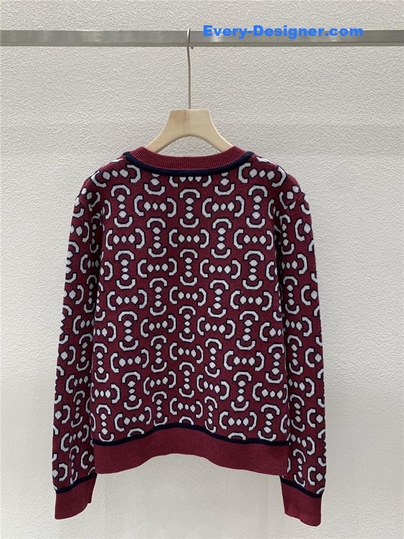 Gvc*1 v-neck jacquard cardigan red