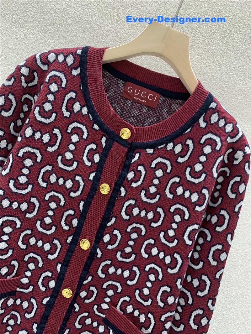 Gvc*1 retro jacquard cardigan red