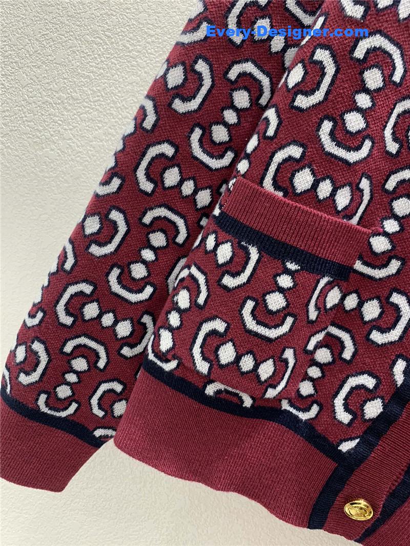 Gvc*1 retro jacquard cardigan red