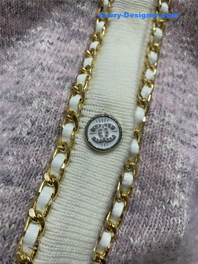 Ch**el chain trim knit cardigan purple