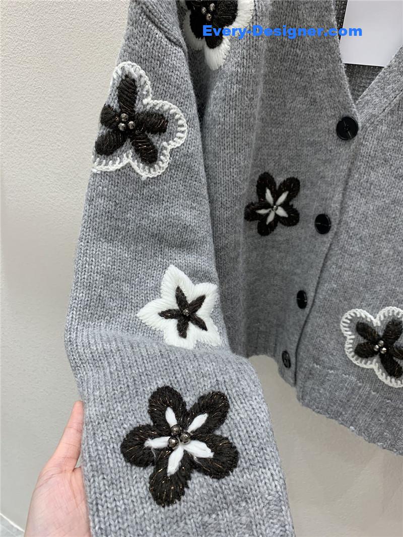 Va1e*ntin0 floral embellished cardigan in grey