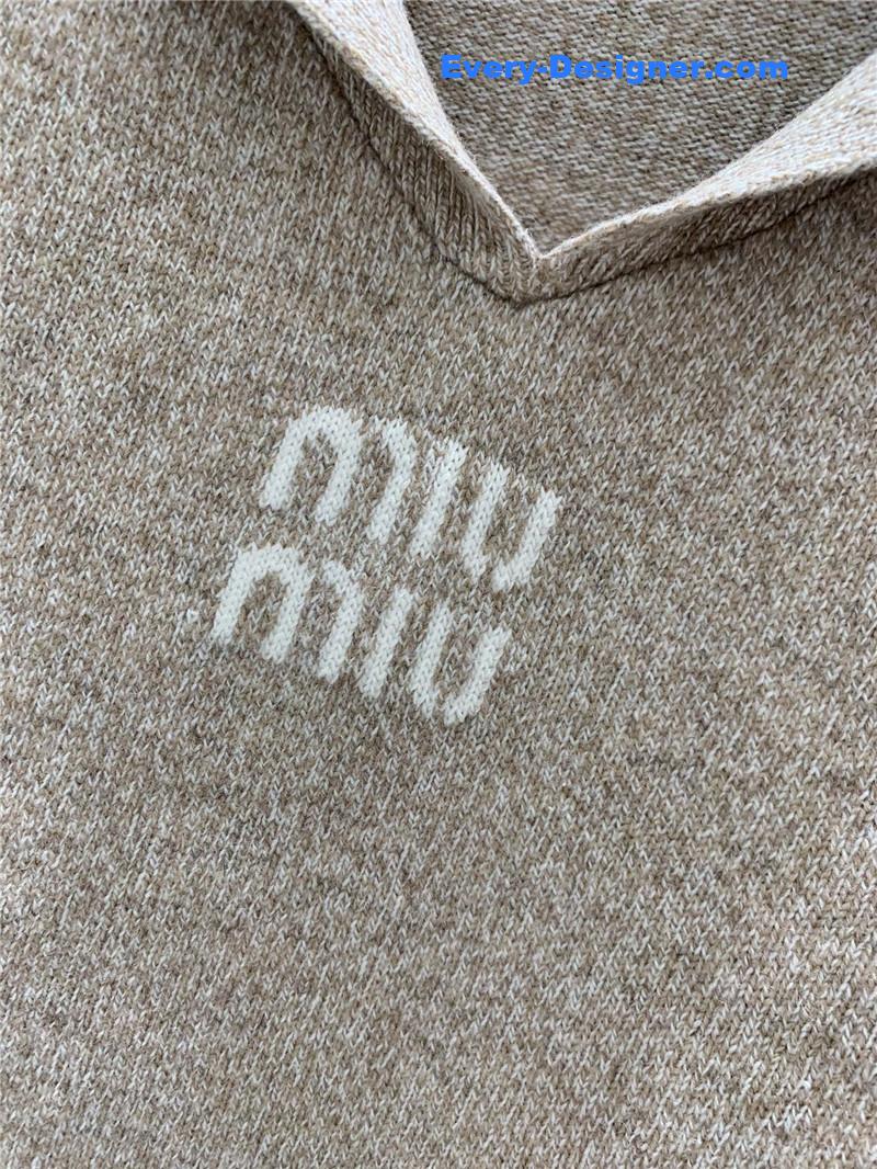 Miu Miu Sailor Collar Sweater Beige