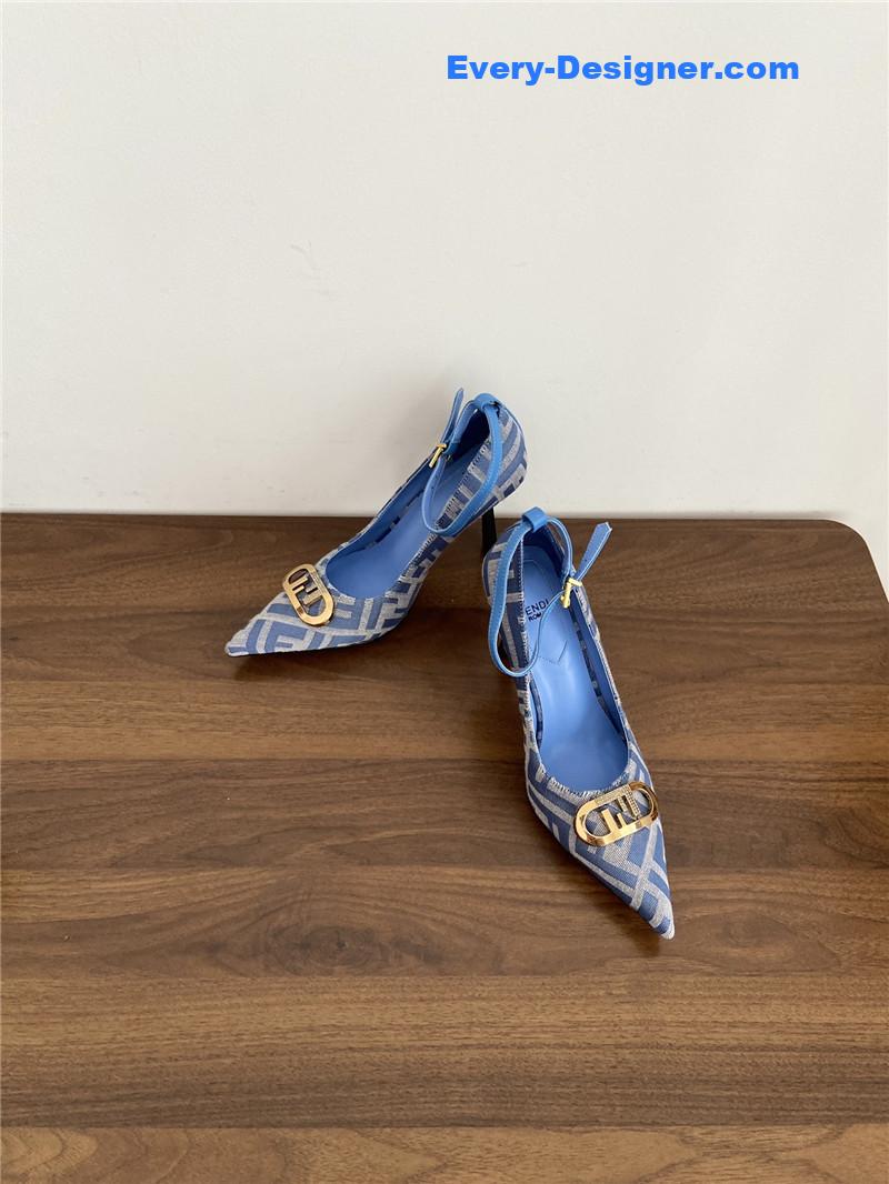 F**di colibri ff cotton high heels blue