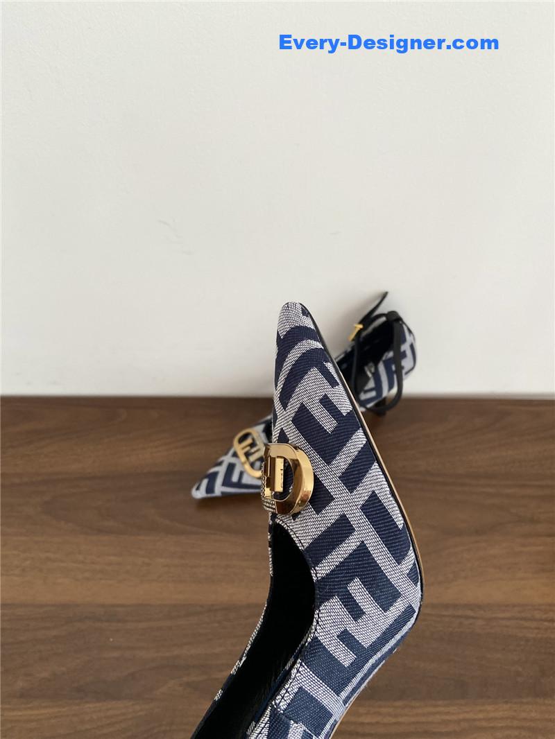 F**di colibri ff cotton high heels navy
