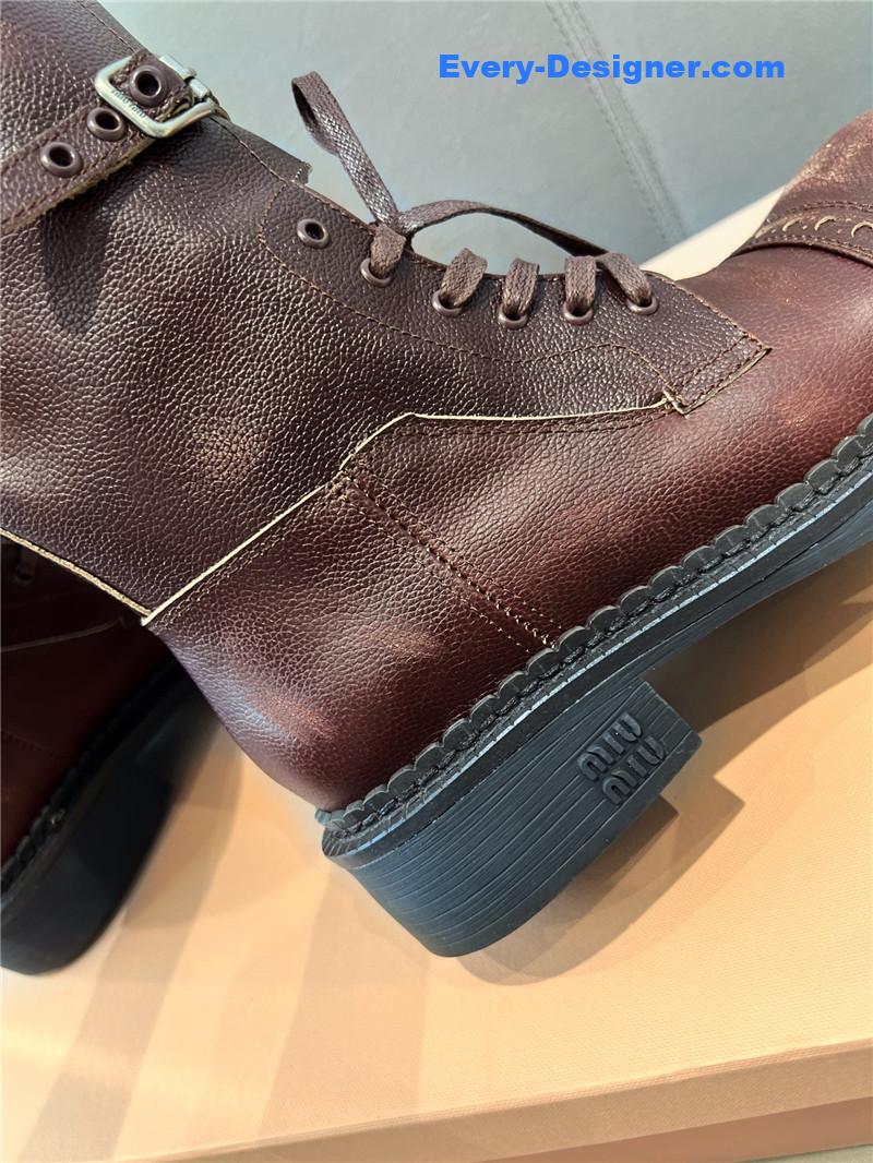 Miu Miu Runway Lace-Up Leather Boots