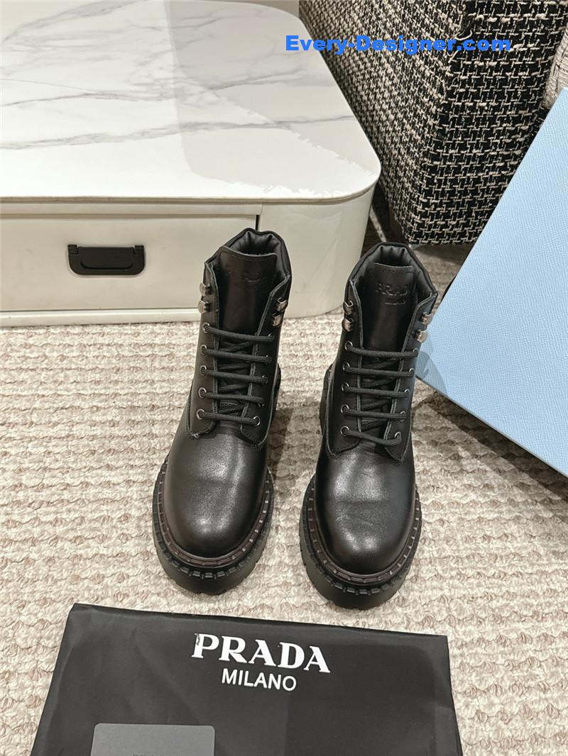 Pra*a leather platform ankle boots
