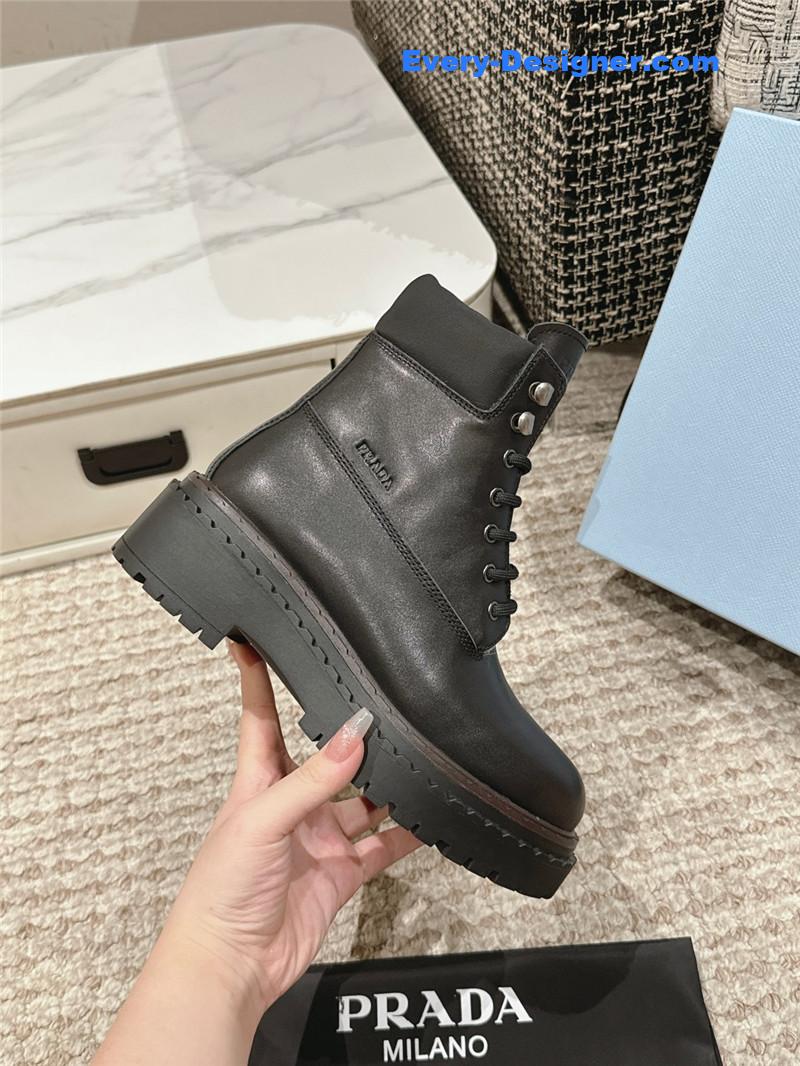Pra*a leather platform ankle boots