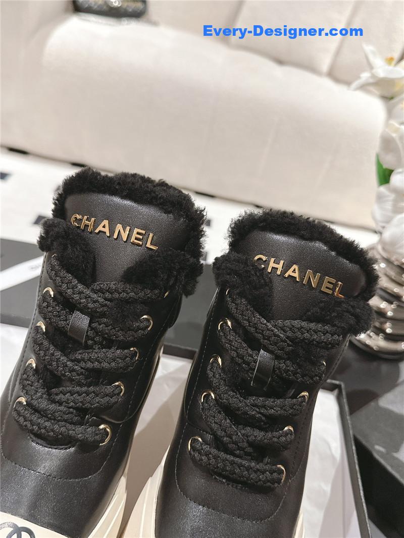 Ch**el black wool ankle boots