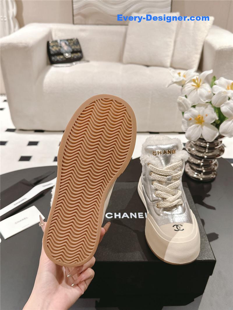 Ch**el silver wool ankle boots