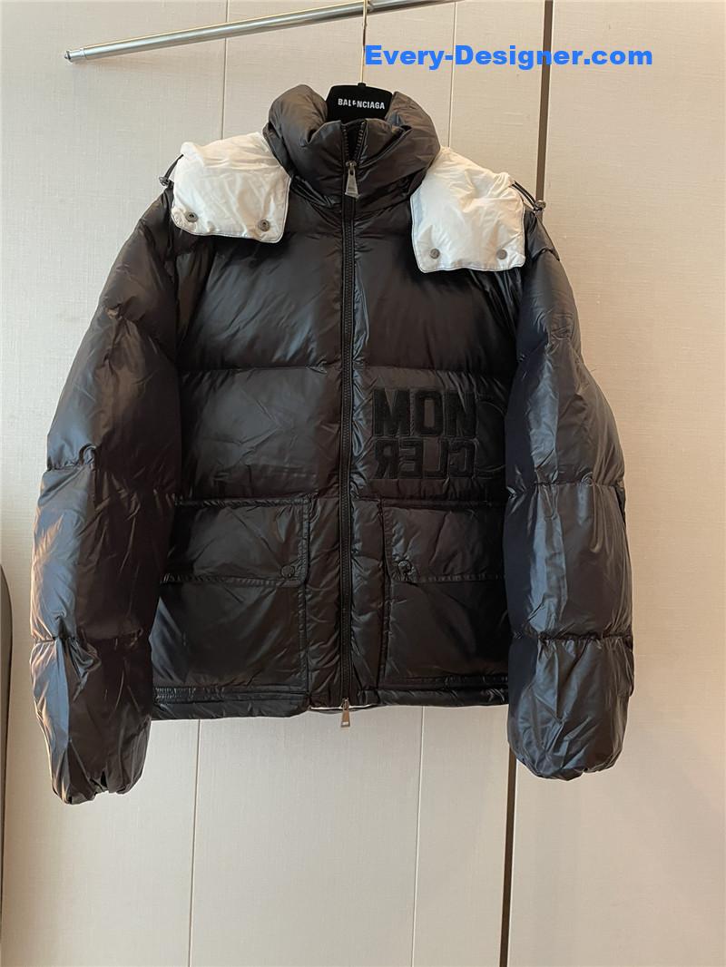 Moncler lettering hooded down jacket