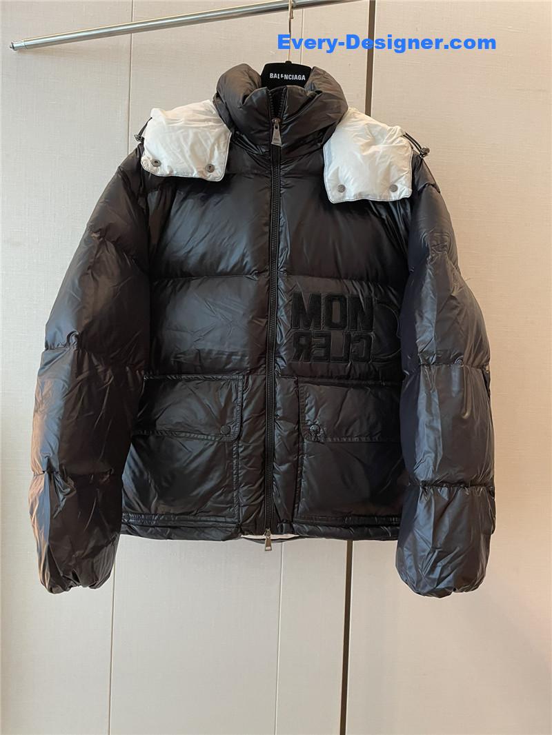 Moncler lettering hooded down jacket