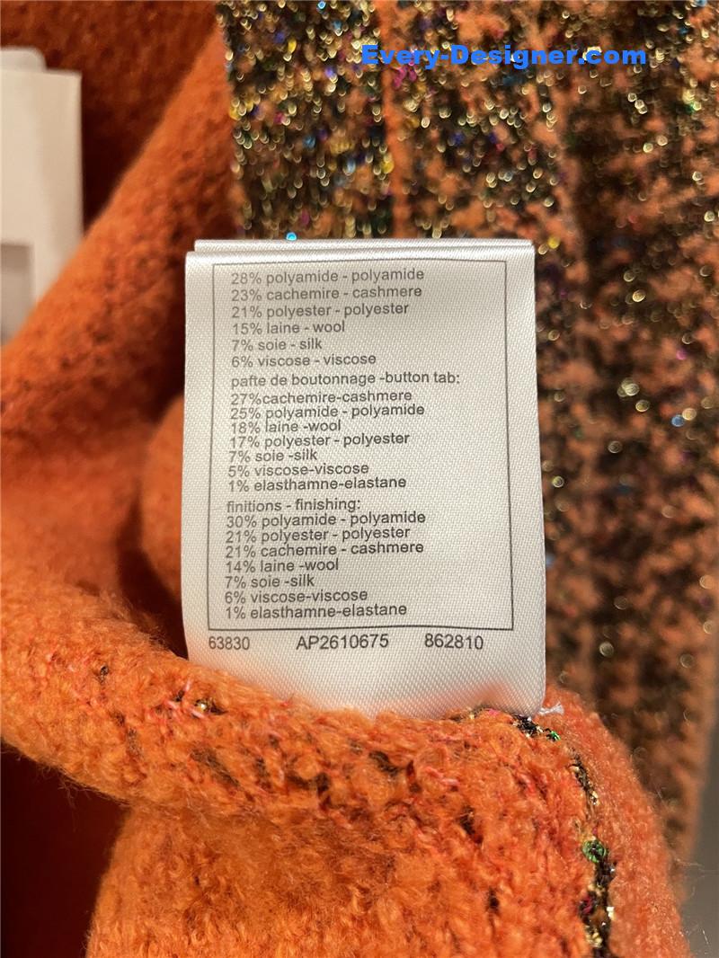 Ch**el orange v-neck blend knit sweater
