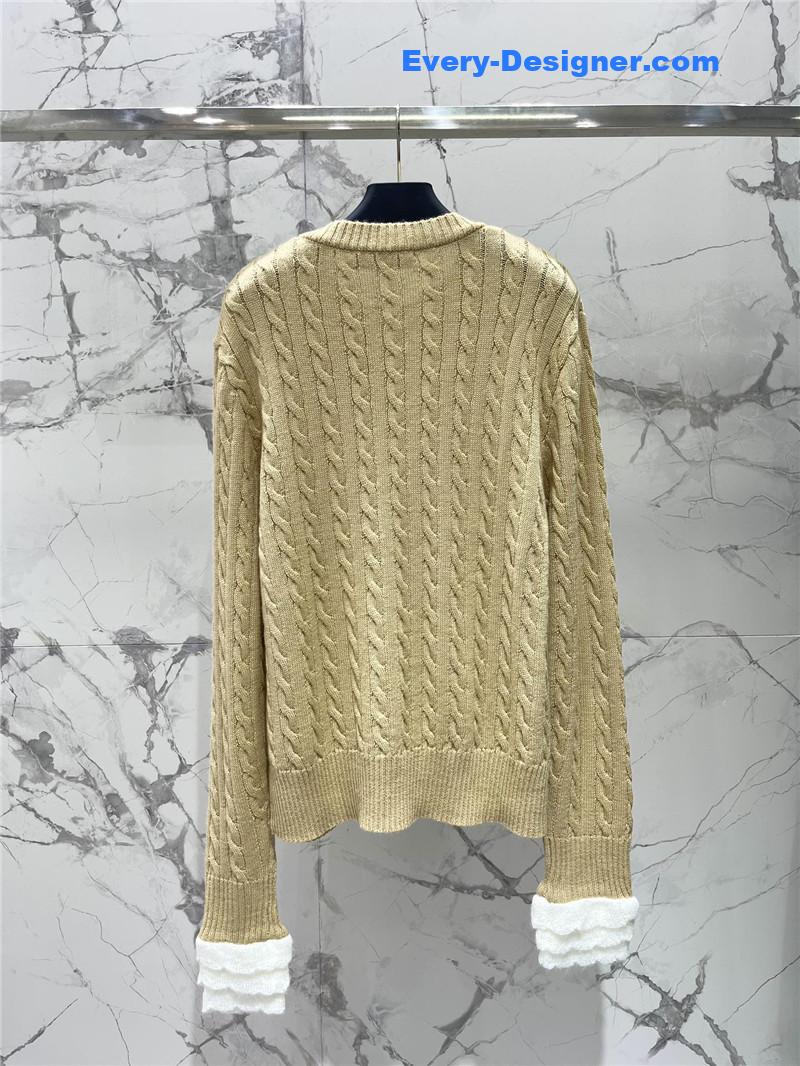 Va1e*ntin0 yellow cable-knit ruffled sweater